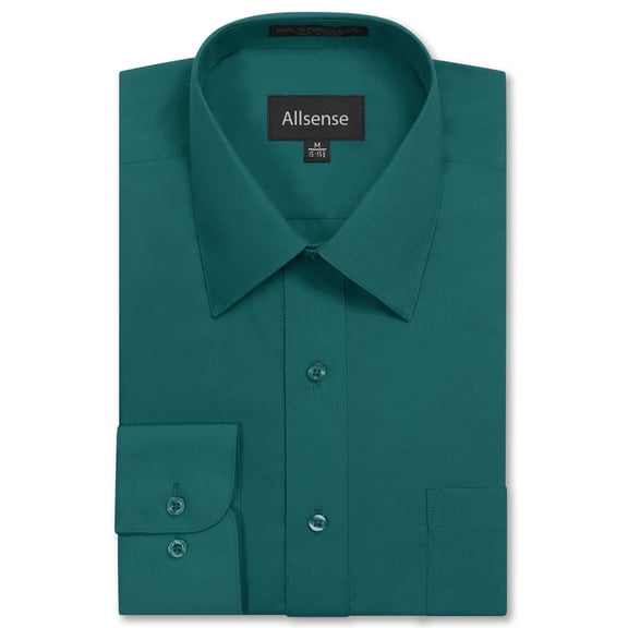 Allsense Men's Regular-Fit Long-Sleeve Dress Shirt, Teal Green, 3X-Large