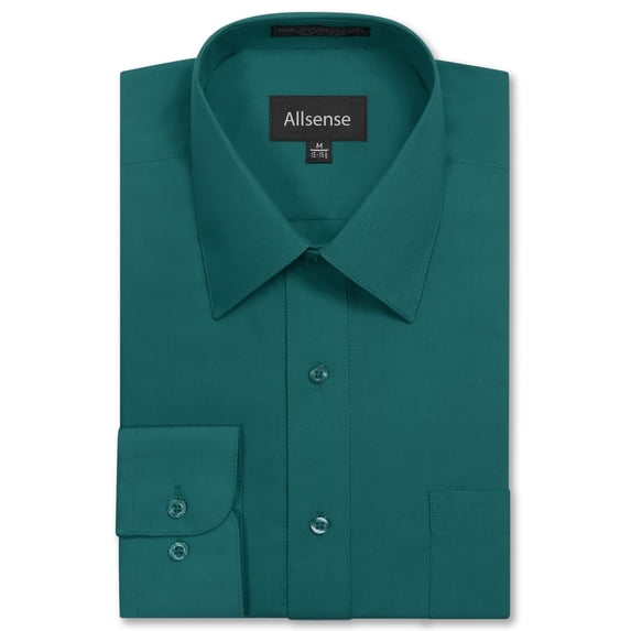 Allsense Men's Regular-Fit Long-Sleeve Dress Shirt, Teal Green, 5X-Large