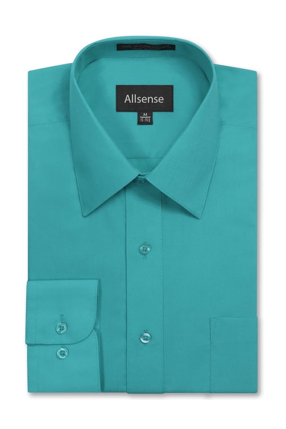 Men's Regular-Fit Long-Sleeve Dress Shirt, Turquoise, Medium