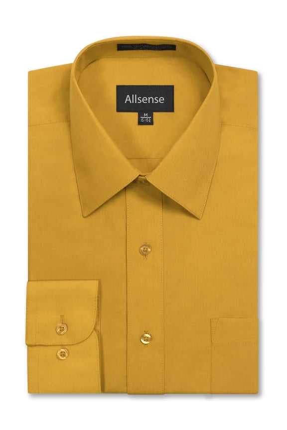 Men's Regular-Fit Long-Sleeve Dress Shirt, Yellow, 3X-Large