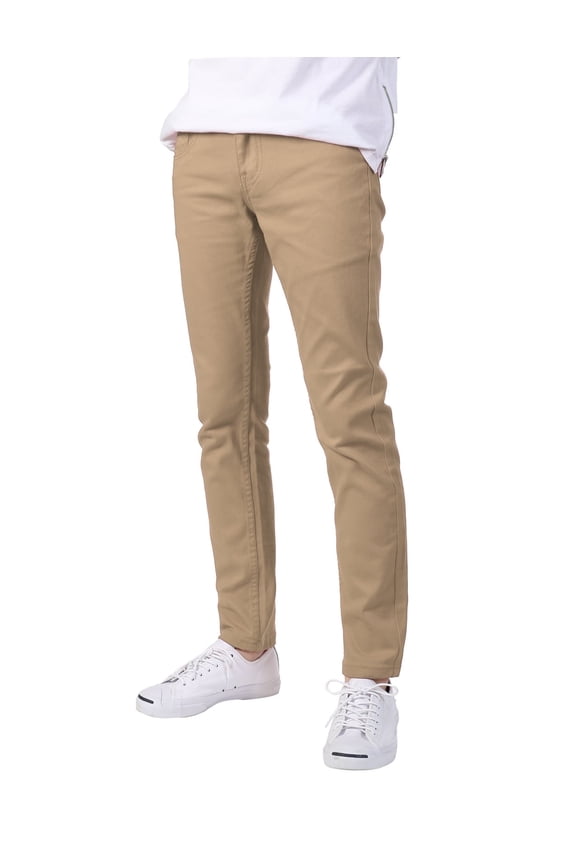 x Victorious Men's Casual Skinny Fit Twill Jeans, Khaki Beige, 40" Waist x 32" Length