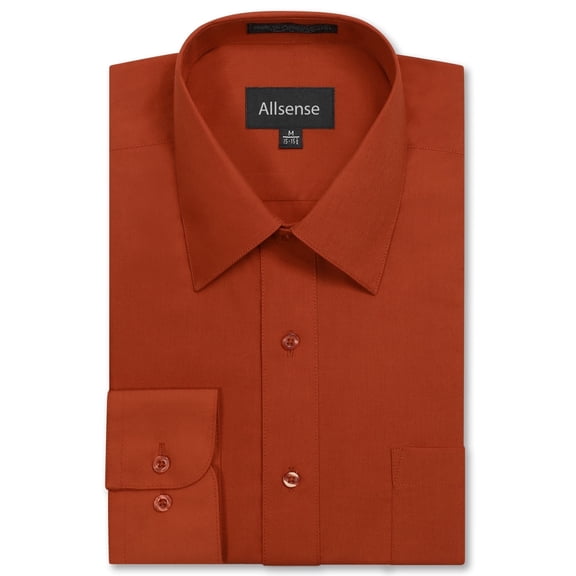 Allsense Men's Regular-Fit Long-Sleeve Dress Shirt, Burnt Orange, 4X-Large