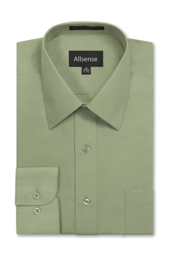 Men's Regular-Fit Long-Sleeve Dress Shirt, Sage Green, Large