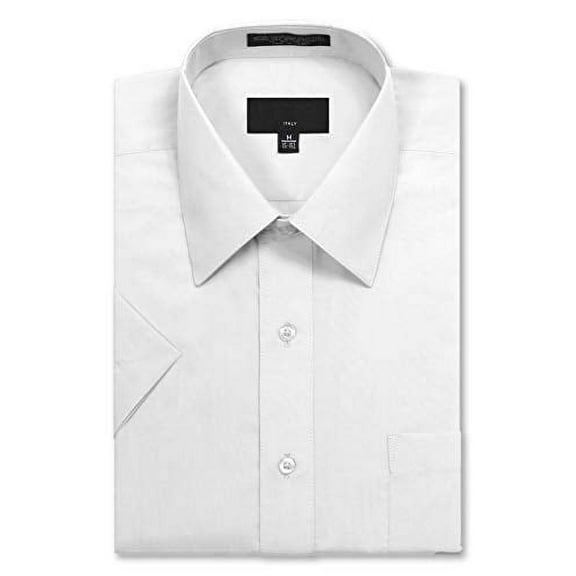 Allsense Men's Regular Fit Short Sleeve Dress Shirts 16-16.5N Large White