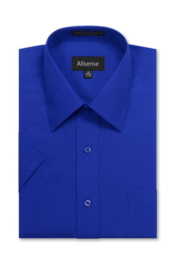 Men’s Regular-Fit Short-Sleeve Dress Shirt, Royal Blue, Medium