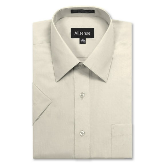 Allsense Men’s Regular-Fit Short-Sleeve Dress Shirt, Ivory, 3X-Large