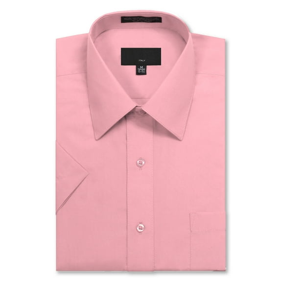 Allsense Men’s Regular-Fit Short-Sleeve Dress Shirt, Pink, X-Large