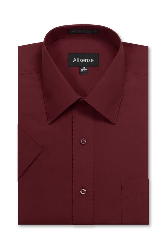 Men’s Regular-Fit Short-Sleeve Dress Shirt, Burgundy, 2X-Large