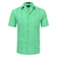 thumbnail image 1 of Allsense Men's Short Sleeve Cuban Guayabera Color Collared Shirts Party Aqua M, 1 of 3
