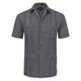 thumbnail image 1 of Allsense Men's Short-Sleeve Button-Down Cuban Guayabera Shirt, Charcoal, 2XL, 1 of 1