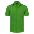 thumbnail image 1 of Allsense Men's Short Sleeve Cuban Guayabera Color Collared Shirts Party Green S, 1 of 2