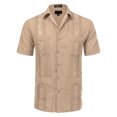 thumbnail image 1 of Allsense Men's Short Sleeve Cuban Guayabera Color Collared Shirts Party Khaki XS, 1 of 3