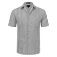 thumbnail image 1 of Allsense Men's Short-Sleeve Button-Down Cuban Guayabera Shirt, Light Grey, 3XL, 1 of 1