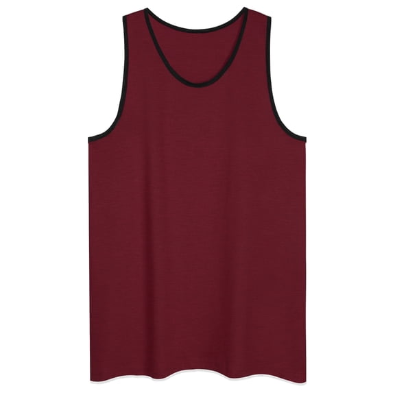 Allsense Men’s Sleeveless Tank Top – Two-Tone Beach Shirt, Cranberry Red/Black, 2X-Large