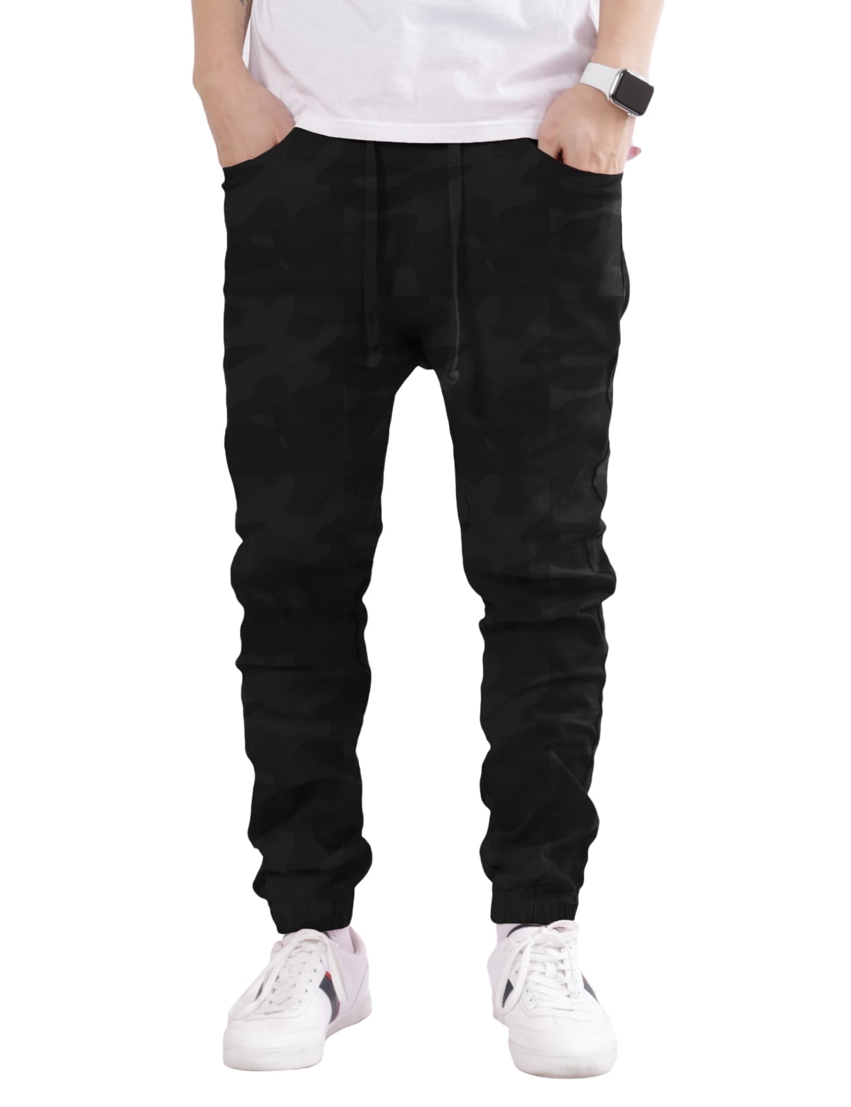 Allsense Men's Slim Fit Harem Jogger Pants - Drawstring Waist, Tapered Leg, 5XL Black - View #6