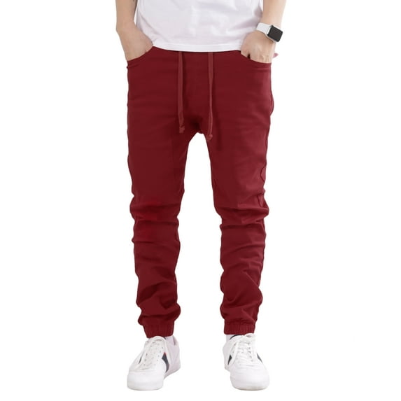 Allsense x Victorious Men's Slim-Fit Twill Drop-Crotch Jogger Pants, Burgundy, XL
