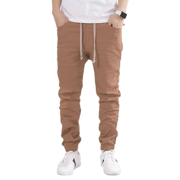 Allsense x Victorious Men's Slim-Fit Twill Drop-Crotch Jogger Pants, Khaki Beige, S