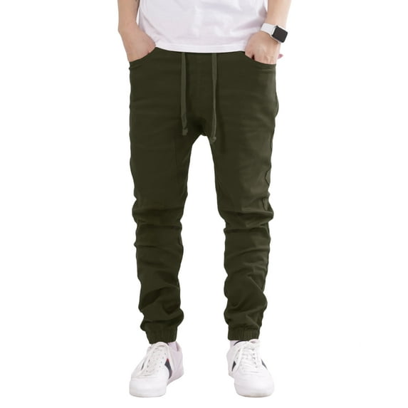 Allsense x Victorious Men's Slim-Fit Twill Drop-Crotch Jogger Pants, Olive Green, 4XL