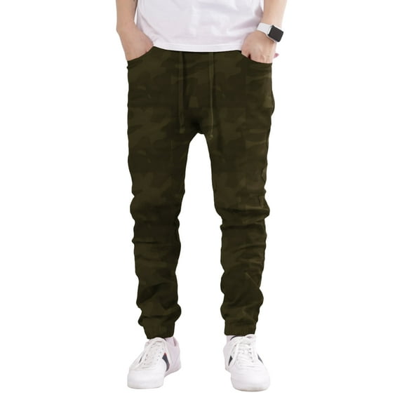 Allsense x Victorious Men's Slim-Fit Twill Drop-Crotch Jogger Pants, Olive Camo, 5XL