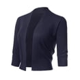 thumbnail image 1 of Allsense Women's 3/4 Sleeve Cropped Bolero Shrug Cardigan, Navy, Small, 1 of 1