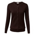 thumbnail image 1 of Allsense Women's Long-Sleeve Lightweight Crewneck Cardigan Sweater, Brown, 2X-Large, 1 of 1