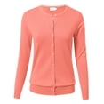 thumbnail image 1 of Allsense Women's Long-Sleeve Lightweight Crewneck Cardigan Sweater, Peach Pink, Large, 1 of 1