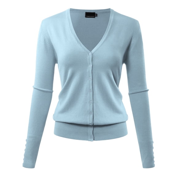 Allsense Women's Long-Sleeve Lightweight V-Neck Cardigan Sweater, Blue, X-Large