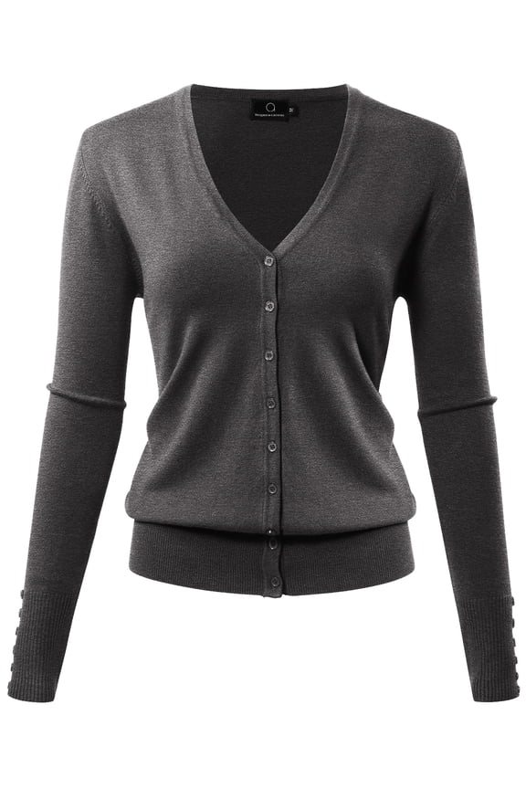Women's Long-Sleeve Lightweight V-Neck Cardigan Sweater, Heather Charcoal Grey, X-Large