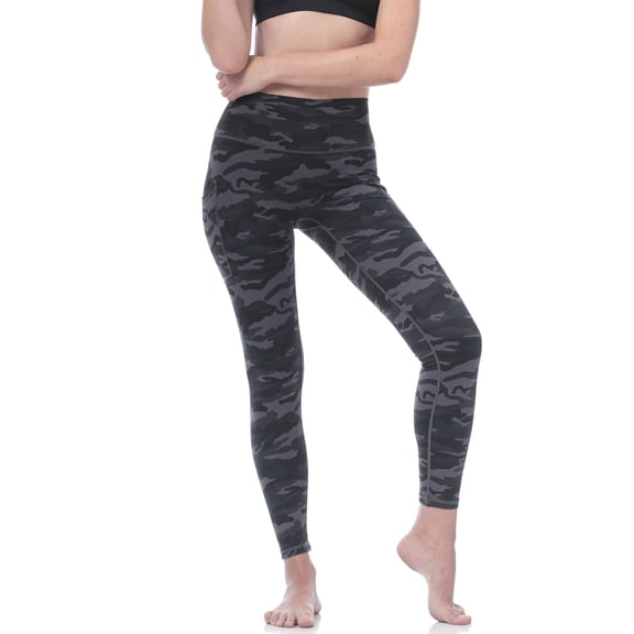 Allsense Women's High-Waited Leggings - Tummy Control with Zipper Pocket, Black Camo, Large