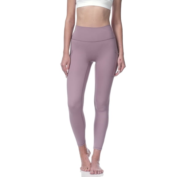 Allsense Women's Seamless Full Length High Waist Leggings with Pockets Yoga Dusty Fuchsia Small