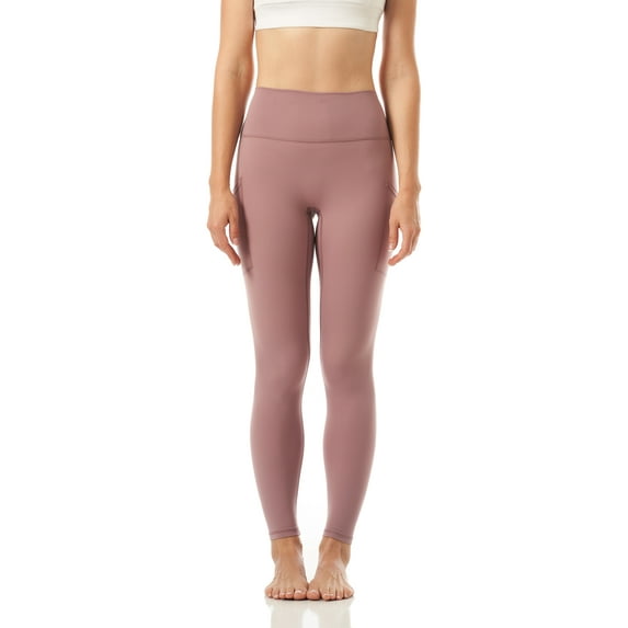 Allsense Women's High-Waited Leggings - Tummy Control with Zipper Pocket, Mauve Pink, X-Large