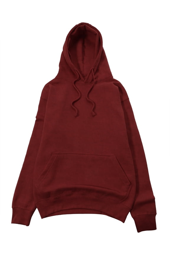 x AMS Men's Basic Pullover Hoodie Solid Fleece Sweatshirt with Pocket, Heather Cranberry, Small