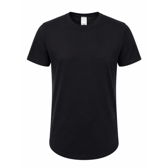 Allsense x FXN Men's Scallop Curved Hem Short Sleeve Crewneck T-Shirt, Black, 2X-Large