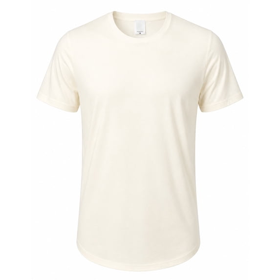 Allsense x FXN Men's Scallop Curved Hem Short Sleeve Crewneck T-Shirt, Ivory, X-Large