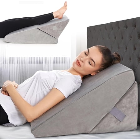 AllSett Health Bed Wedge Pillow – Adjustable 9" & 12" Folding Memory Foam Cushion for Back & Leg Support, Machine Washable