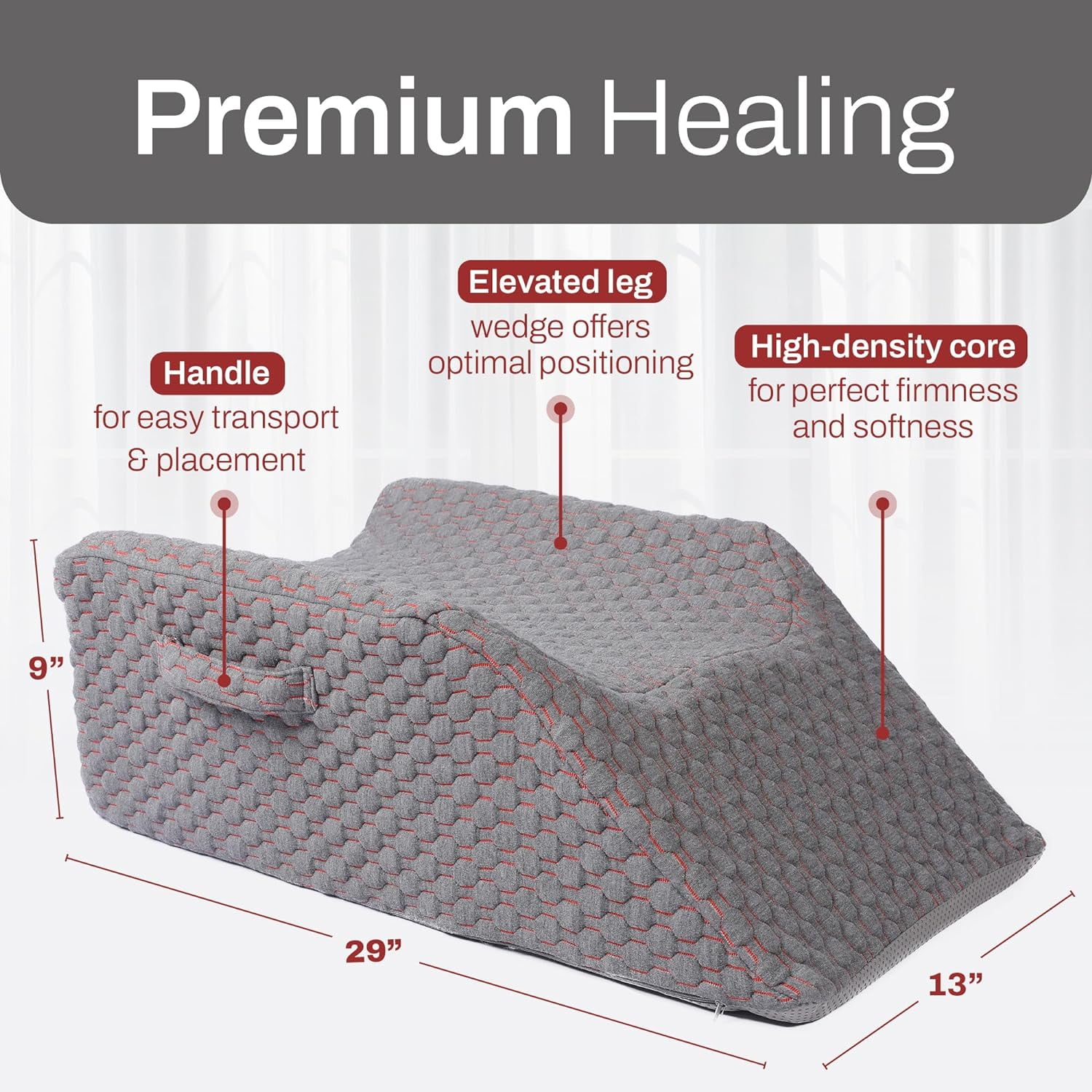 Allsett Health Luxurious Plush Jacquard Cover Leg Elevation Pillow Post