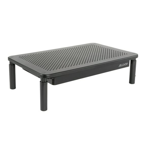 Allsop 32545 14.5 in. x 9.25 in. x 4.13 in. to 5.75 in. Supports 30 lbs. Metal Art Tri Level Stand for 27 in. Monitors - Black