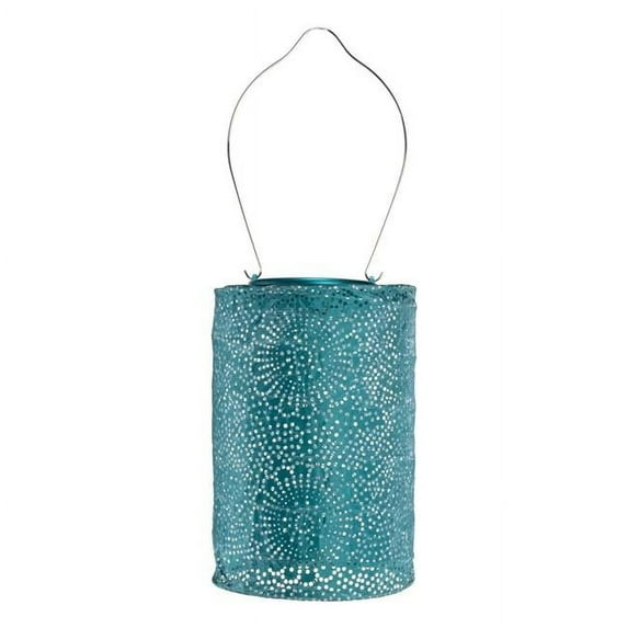 Allsop Home & Garden 32359 Soji Stella Cylinder Floral Solar Lantern, Metallic Emerald