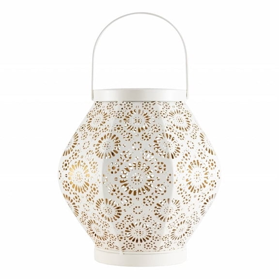 Allsop Home & Garden Punched Metal Daisy Lantern - Cannoli Cream