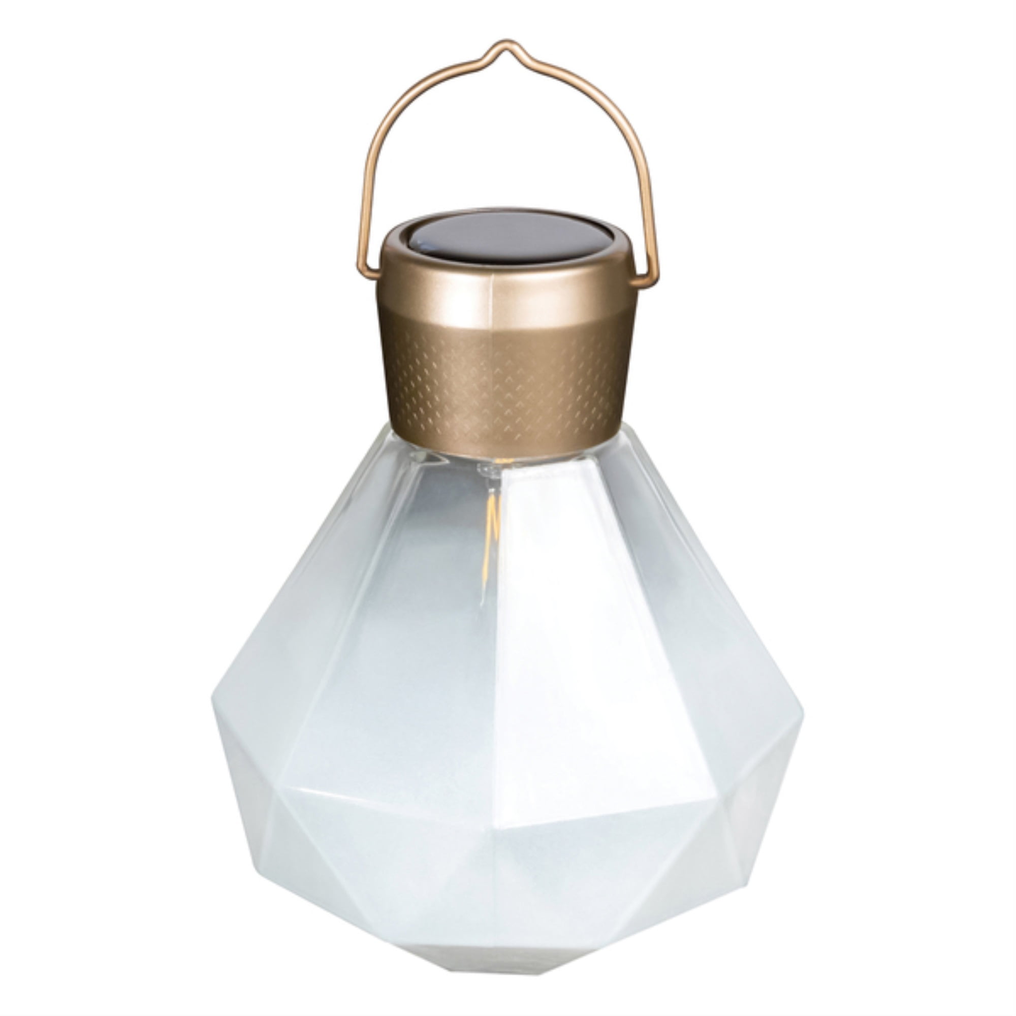 Milk Quartz Faceted Glass Solar Outdoor Lantern