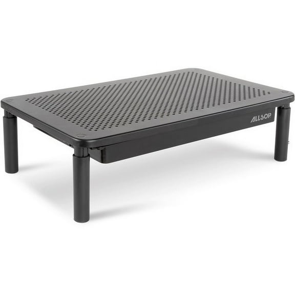 Allsop Metal Art Tri-Level Monitor Stand - Up to 27" Screen Support - 30 lb Load Capacity - Powder Coated - Metal - Black | Bundle of 5 Each