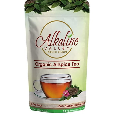 Allspice Tea Organic - 100% Alkaline - 15 Unbleached/Chemical-Free Tea bags - Caffeine-Free, No GMO