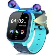Allspin 1.54" Smart Watch for Kids, HD Camera 26 Games Pedometer MP3 Player Toys Gifts for Girls Aged 3-10, Tye-C(Blue)