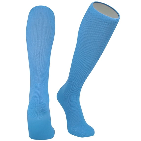 Allsport Football, Soccer, Baseball Knee High Athletic Tube Socks - Silver (Sky Blue, L)