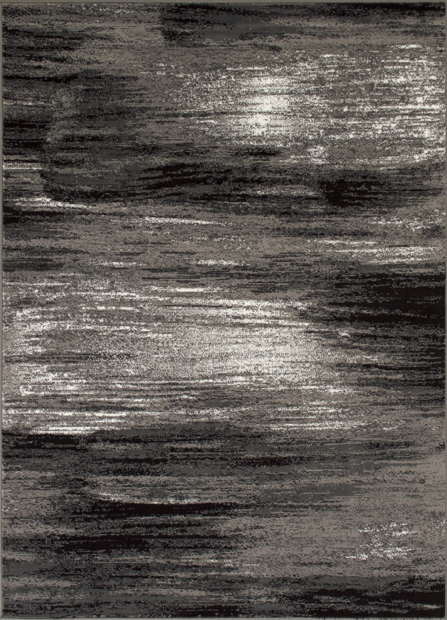 Gray and Black Tufted Rectangular 5' x 7' Synthetic Area Rug