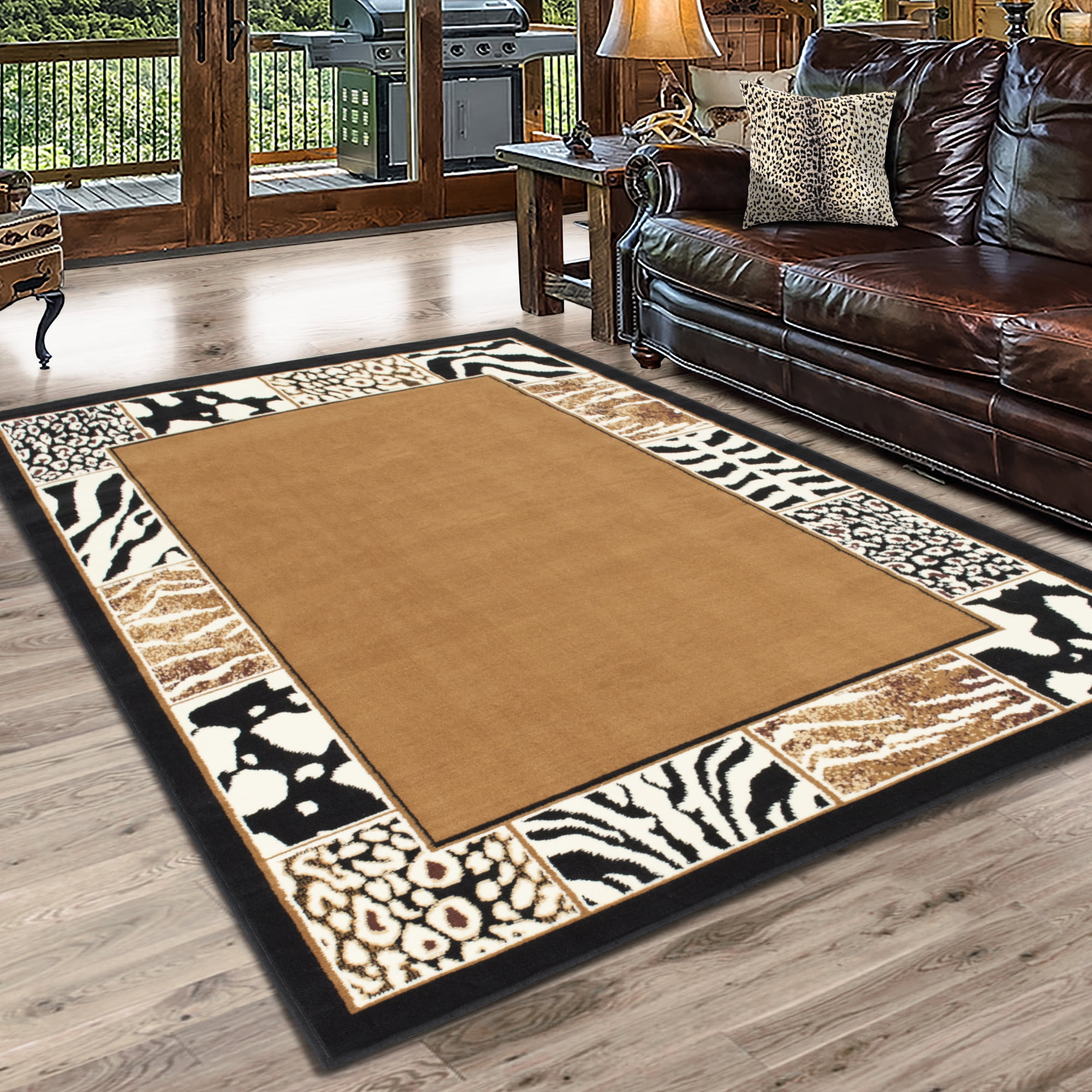 Allstar 5x7 Safari Area Rug in Brown with Ivory Graphic Assorted Animal ...