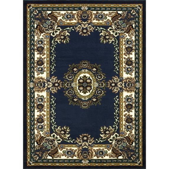 Allstar 5x7 Traditional Area Rug in Blue with Cream French Aubusson design (5' 2" x 7' 1")
