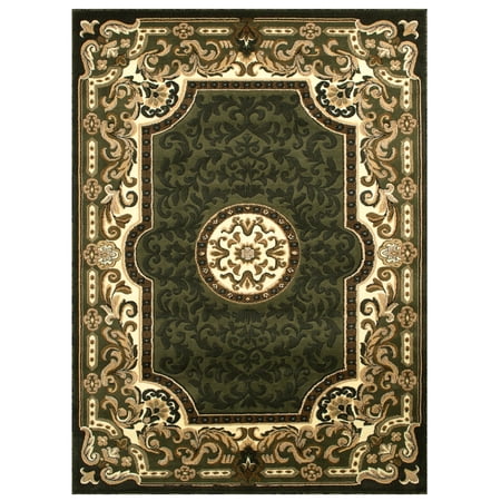 Allstar 5x7 Traditional Area Rug in Green with Berber Mandala Tibetan design (5' 2" x 7' 1")