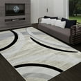 thumbnail image 1 of Allstar 8x10 Contemporary Accent Rug in Off White with Gainsboro Grey Abstract Crescent Shape design (7' 5" x 9' 8"), 1 of 9