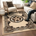 thumbnail image 1 of Allstar 8x10 Traditional Accent Rug in Berber with Chocolate Western Texas Star Design (8' x 10')…, 1 of 9